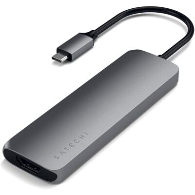 Adaptateur Multiport USB-C Aluminium Satechi - Gris Étoile - Publicité Adaptateur Multiport USB-C Aluminium Satechi - Gris Étoile - Publicité