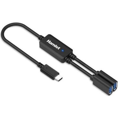 Hamlet XHUB-02UC-5GY HUB USB 3.1 con cavo Y da 30 cm. 1 ingresso USB-C e 2 uscite USB-A 3.0 (XHU (USB-C, 2 ports), Station d’accueil + hub USB, Noir - Publicité Hamlet XHUB-02UC-5GY HUB USB 3.1 con cavo Y da 30 cm. 1 ingresso USB-C e 2 uscite USB-A 3.0 (XHU (USB-C, 2 ports), Station d’accueil + hub USB, Noir - Publicité