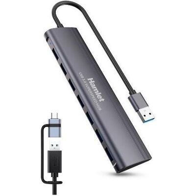 Hamlet XHUB-07A3CX HUB 7 PORTE USB 3.0 ALLUMINIO USB-A + USB-C (XHUB-07A3CX) (USB-C, 7 ports), Station d’accueil + hub USB, Argent, Gris - Publicité Hamlet XHUB-07A3CX HUB 7 PORTE USB 3.0 ALLUMINIO USB-A + USB-C (XHUB-07A3CX) (USB-C, 7 ports), Station d’accueil + hub USB, Argent, Gris - Publicité