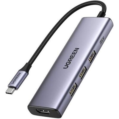 Ugreen USB-C Hub (USB-C, 5 ports), Station d’accueil + hub USB, Gris - Publicité Ugreen USB-C Hub (USB-C, 5 ports), Station d’accueil + hub USB, Gris - Publicité
