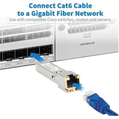 Eaton Cisco-Compatible GLC-TE SFP Transceiver - 10/100/1000Base-TX Cuivre RJ45 Cat6 328.08, Émetteur-récepteur, Argent - Publicité Eaton Cisco-Compatible GLC-TE SFP Transceiver - 10/100/1000Base-TX Cuivre RJ45 Cat6 328.08, Émetteur-récepteur, Argent - Publicité
