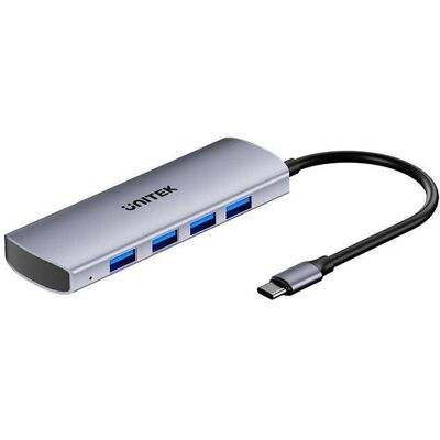 Unitek HUB USB Hub 4w1 USB-C 10 Gbps, 4x USB-A H1112EGY01 (USB-C, 4 ports), Station d’accueil + hub USB, Gris - Publicité Unitek HUB USB Hub 4w1 USB-C 10 Gbps, 4x USB-A H1112EGY01 (USB-C, 4 ports), Station d’accueil + hub USB, Gris - Publicité