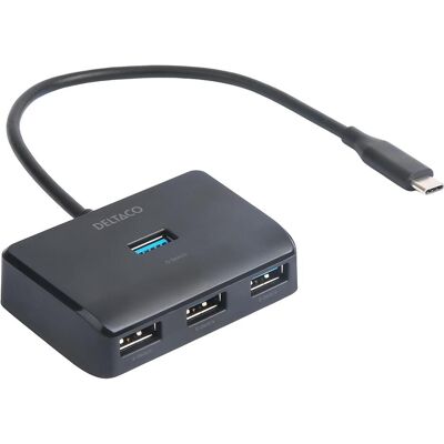 Deltaco Hub USB-C 4 Ports - Noir - Station d'accueil USB-C - Publicité Deltaco Hub USB-C 4 Ports - Noir - Station d'accueil USB-C - Publicité