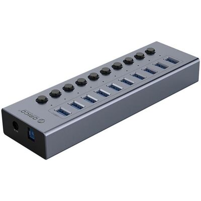 Orico Converter BT2U3-10AB Hub 10x USB-A 3.0 with switches - gray (10 ports), Station d’accueil + hub USB, Gris - Publicité Orico Converter BT2U3-10AB Hub 10x USB-A 3.0 with switches - gray (10 ports), Station d’accueil + hub USB, Gris - Publicité