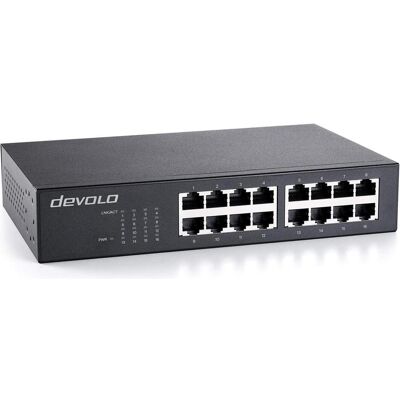 Devolo Gigabit Switch 16 Port 7235 (16 ports), Switch réseau, Noir - Publicité Devolo Gigabit Switch 16 Port 7235 (16 ports), Switch réseau, Noir - Publicité