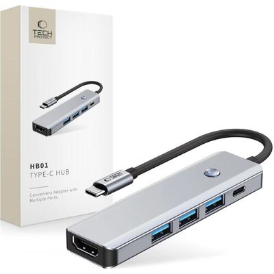 Baseus HB01 Adaptateur hub 5-en-1 USB-C HDMI 4K 60Hz Gris - Publicité Baseus HB01 Adaptateur hub 5-en-1 USB-C HDMI 4K 60Hz Gris - Publicité