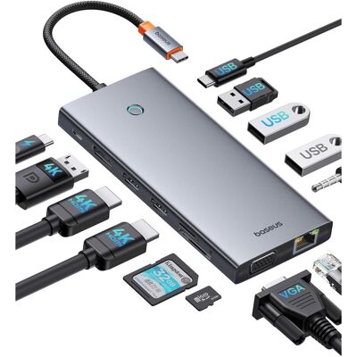 Baseus USB-C-Dockingstation (USB-C, 13 ports), Station d’accueil + hub USB, Noir - Publicité Baseus USB-C-Dockingstation (USB-C, 13 ports), Station d’accueil + hub USB, Noir - Publicité