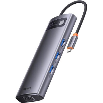 Baseus WKWG050013 (USB-C, 8 ports), Station d’accueil + hub USB, Gris - Publicité Baseus WKWG050013 (USB-C, 8 ports), Station d’accueil + hub USB, Gris - Publicité