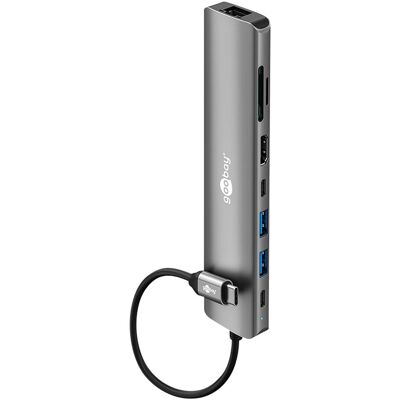 Goobay Slim 8-Port USB-Hub mit HDMI und RJ45, 5 Gbit/s (USB-C, 8 ports), Station d’accueil + hub USB, Gris - Publicité Goobay Slim 8-Port USB-Hub mit HDMI und RJ45, 5 Gbit/s (USB-C, 8 ports), Station d’accueil + hub USB, Gris - Publicité