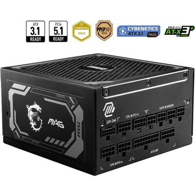 MSI MAG A1250GL (1250 W), Alimentation PC, Or - Publicité MSI MAG A1250GL (1250 W), Alimentation PC, Or - Publicité