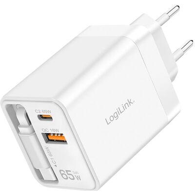 LogiLink Prüfen (65 W, 3 ports), Chargeur USB, Blanc - Publicité LogiLink Prüfen (65 W, 3 ports), Chargeur USB, Blanc - Publicité