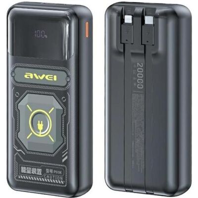 Awei P99K (20000 mAh, 22 W, 22.50 Wh), Chargeur de secours, Noir - Publicité Awei P99K (20000 mAh, 22 W, 22.50 Wh), Chargeur de secours, Noir - Publicité