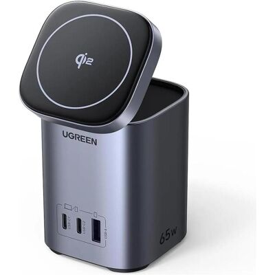 Ugreen Desktop Fast Charger 2in1 (65 W, 3 ports), Chargeur USB, Gris - Publicité Ugreen Desktop Fast Charger 2in1 (65 W, 3 ports), Chargeur USB, Gris - Publicité