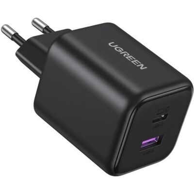 Ugreen - Wall Charger X525 (65057) - USB, Type-C, GaN, Fast Charging, 45W - Black (45 W, 2 ports), Chargeur USB, Noir - Publicité Ugreen - Wall Charger X525 (65057) - USB, Type-C, GaN, Fast Charging, 45W - Black (45 W, 2 ports), Chargeur USB, Noir - Publicité