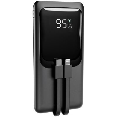 Gembird PB10-PD20-LCD-01 Schnelllade-Powerbank mit integrierten Kabeln 20 W 10000 mAh schwarz (10000 mAh, 20 W), Chargeur de secours, Noir - Publicité Gembird PB10-PD20-LCD-01 Schnelllade-Powerbank mit integrierten Kabeln 20 W 10000 mAh schwarz (10000 mAh, 20 W), Chargeur de secours, Noir - Publicité