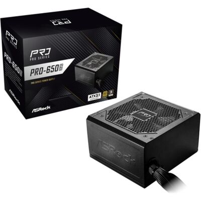 ASRock Pro Series PRO-650G 650W ATX 80+ Gold black (650 W), Alimentation PC, Noir - Publicité ASRock Pro Series PRO-650G 650W ATX 80+ Gold black (650 W), Alimentation PC, Noir - Publicité