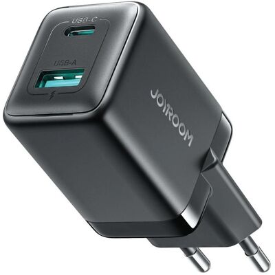 Joyroom JR-TG8 45W A+C Dual Ports GaN Fast Charger-EU Plug Black (45 W, 2 ports), Chargeur USB, Noir - Publicité Joyroom JR-TG8 45W A+C Dual Ports GaN Fast Charger-EU Plug Black (45 W, 2 ports), Chargeur USB, Noir - Publicité
