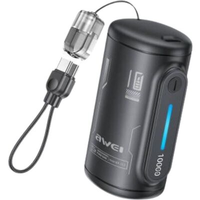 Awei Batterie externe WP-117 10 000 mAh 22,5 W 3C 2 ports USB-C, noire (10000 mAh, 22.50 W), Chargeur de secours, Noir - Publicité Awei Batterie externe WP-117 10 000 mAh 22,5 W 3C 2 ports USB-C, noire (10000 mAh, 22.50 W), Chargeur de secours, Noir - Publicité