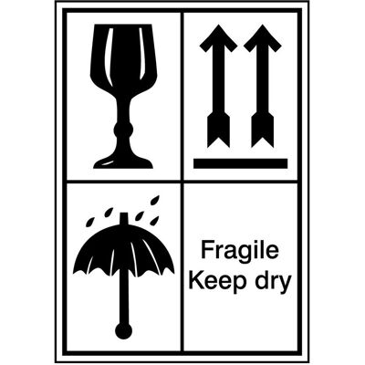 Brady, Étiquettes, Étiquettes d'emballage - Fragile, Keep dry (texte anglais) - Publicité Brady, Étiquettes, Étiquettes d'emballage - Fragile, Keep dry (texte anglais) - Publicité