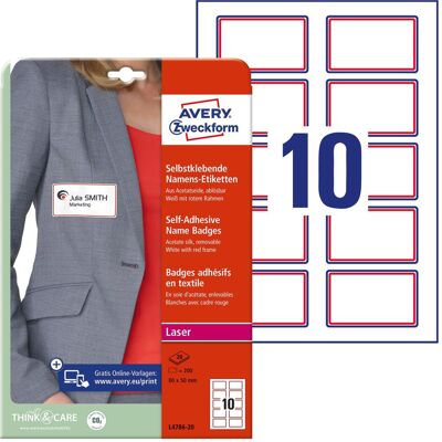 Avery Étiquettes, 200 Etiquettes nominatives L4786-20 blanc 80.0 x 50.0 mm - Publicité Avery Étiquettes, 200 Etiquettes nominatives L4786-20 blanc 80.0 x 50.0 mm - Publicité