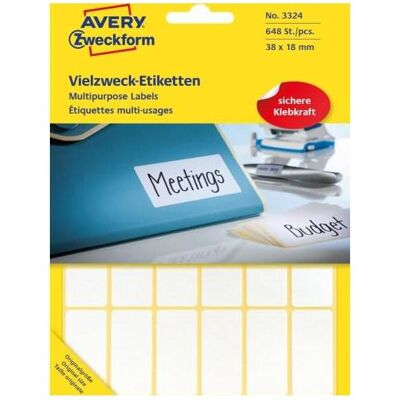 Avery Étiquettes, Étiquettes multi-usages 3324 - Publicité Avery Étiquettes, Étiquettes multi-usages 3324 - Publicité