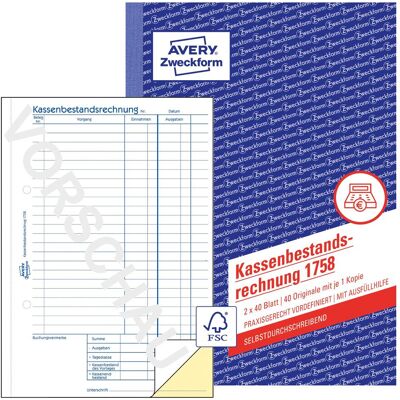Avery Bulletin de versement, Compte de trésorerie (40x) - Publicité Avery Bulletin de versement, Compte de trésorerie (40x) - Publicité