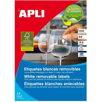 Apli, Étiquettes, Étiquettes détachables 97,0X42,4 100 feuilles - Publicité Apli, Étiquettes, Étiquettes détachables 97,0X42,4 100 feuilles - Publicité