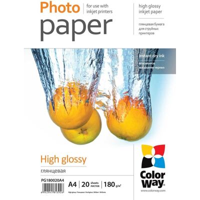 Colorway Papier photo 20 pcs. PG180020A4 Glossy, blanc, A4, 180 g/m (180 g/m², A4, 20 pcs), Papier photo, Blanc - Publicité Colorway Papier photo 20 pcs. PG180020A4 Glossy, blanc, A4, 180 g/m (180 g/m², A4, 20 pcs), Papier photo, Blanc - Publicité