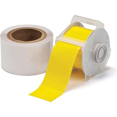 Brady, Étiquettes, GlobalMark Toughstripe Labels, B-483, polyester, jaune, brillant, 57,15mm x 30m, extra fort - Publicité Brady, Étiquettes, GlobalMark Toughstripe Labels, B-483, polyester, jaune, brillant, 57,15mm x 30m, extra fort - Publicité