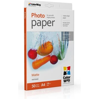 Colorway Papier photo mat, 50 feuilles, A4, 190 g/m (190 g/m², A4, 50 pcs), Papier photo, Blanc - Publicité Colorway Papier photo mat, 50 feuilles, A4, 190 g/m (190 g/m², A4, 50 pcs), Papier photo, Blanc - Publicité