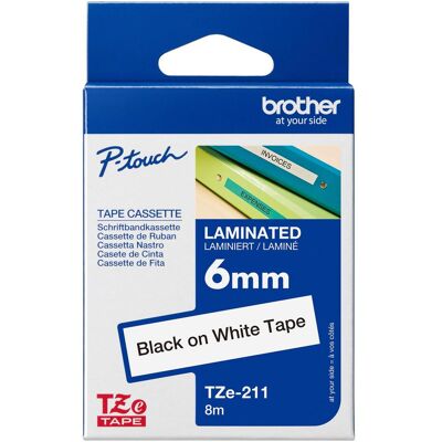 Brother Ruban d'étiquetage, TZe-211 (0.60 cm, Blanc, Noir) - Publicité Brother Ruban d'étiquetage, TZe-211 (0.60 cm, Blanc, Noir) - Publicité