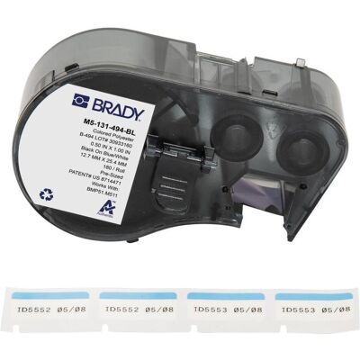 Brady, Rouleau d’étiquettes, M5-131-494-BL, polyester, noir sur bleu/blanc, brillant, 25.40 x 12.70 mm, permanent (180 - Publicité Brady, Rouleau d’étiquettes, M5-131-494-BL, polyester, noir sur bleu/blanc, brillant, 25.40 x 12.70 mm, permanent (180 - Publicité