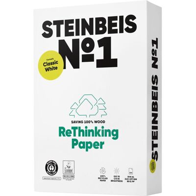 Papier recyclé blanc A4 STEINBEIS 80g 500 feuilles - Publicité Papier recyclé blanc A4 STEINBEIS 80g 500 feuilles - Publicité