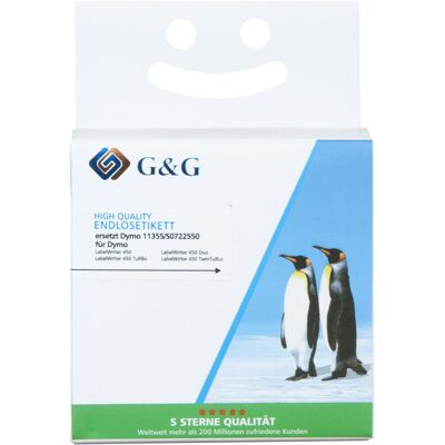 G&G, Rouleau d’étiquettes, Etiquettes en rouleau pour Dymo noir sur blanc, Taille mm : 19 x 51, Remplace : 11355/S0722550 (51 mm) - Publicité G&G, Rouleau d’étiquettes, Etiquettes en rouleau pour Dymo noir sur blanc, Taille mm : 19 x 51, Remplace : 11355/S0722550 (51 mm) - Publicité