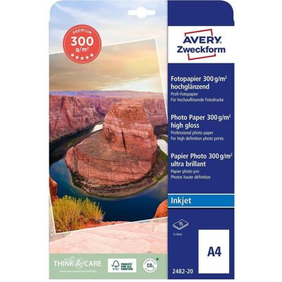 Avery Zweckform Premium Inkjet Photo Paper 2482 (300 g/m², A4, 20 pcs), Papier photo, Blanc - Publicité Avery Zweckform Premium Inkjet Photo Paper 2482 (300 g/m², A4, 20 pcs), Papier photo, Blanc - Publicité