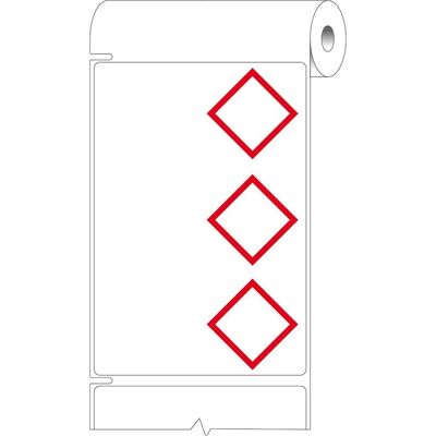 Brady, Rouleau d’étiquettes, THTCLP-L-L3B-7610-0.2-SC, papier, blanc, 105.00 x 155.00 mm, mise en page L3B (3 losanges rouges (109 mm) - Publicité Brady, Rouleau d’étiquettes, THTCLP-L-L3B-7610-0.2-SC, papier, blanc, 105.00 x 155.00 mm, mise en page L3B (3 losanges rouges (109 mm) - Publicité