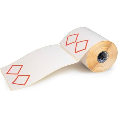Brady, Rouleau d’étiquettes, THTCLP-L-L2-7610-0.2-SC, Papier, blanc, 105.00 x 155.00 mm, mise en page L2 (2 losanges rouges - Publicité Brady, Rouleau d’étiquettes, THTCLP-L-L2-7610-0.2-SC, Papier, blanc, 105.00 x 155.00 mm, mise en page L2 (2 losanges rouges - Publicité