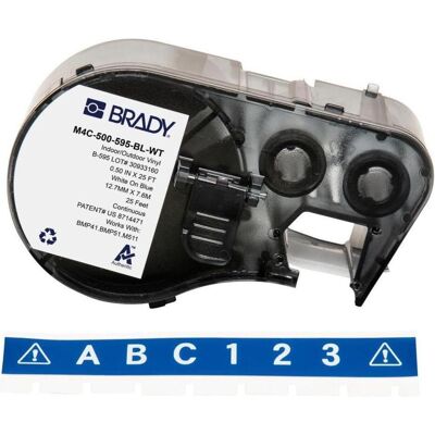 Brady, Rouleau d’étiquettes, M4C-500-595-BL-WT, Vinyle, blanc sur bleu, 12.70 mm x 7.62 m, permanent, continu - Publicité Brady, Rouleau d’étiquettes, M4C-500-595-BL-WT, Vinyle, blanc sur bleu, 12.70 mm x 7.62 m, permanent, continu - Publicité