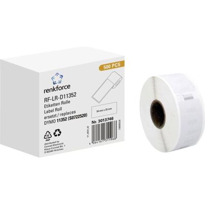 Renkforce, Rouleau d’étiquettes, Rouleau d'étiquettes Compatible remplace DYMO DYMO 11352 54 x 25 mm Papier W - Publicité Renkforce, Rouleau d’étiquettes, Rouleau d'étiquettes Compatible remplace DYMO DYMO 11352 54 x 25 mm Papier W - Publicité