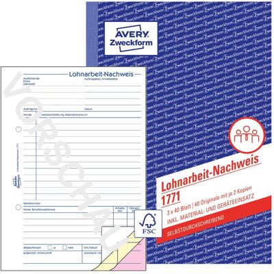 Avery Bulletin de versement, Preuve de travail à façon (40x) - Publicité Avery Bulletin de versement, Preuve de travail à façon (40x) - Publicité