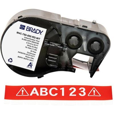 Brady, Rouleau d’étiquettes, M4C-750-595-RD-WT, Vinyle, blanc sur rouge, 19.05 mm x 7.62 m, permanent, continu (19.05 mm) - Publicité Brady, Rouleau d’étiquettes, M4C-750-595-RD-WT, Vinyle, blanc sur rouge, 19.05 mm x 7.62 m, permanent, continu (19.05 mm) - Publicité