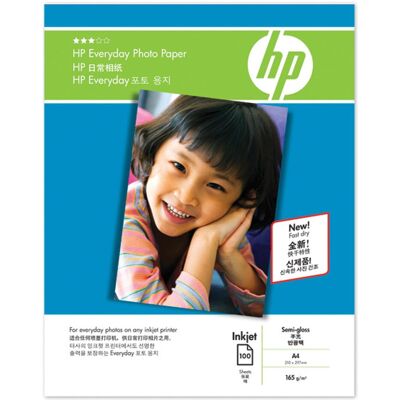 HP Everyday Semi-gloss Photo Paper 175 gsm-100 sheet/A4/210 x 297 mm (175 g/m², A4, 100 pcs), Papier photo, Blanc - Publicité HP Everyday Semi-gloss Photo Paper 175 gsm-100 sheet/A4/210 x 297 mm (175 g/m², A4, 100 pcs), Papier photo, Blanc - Publicité