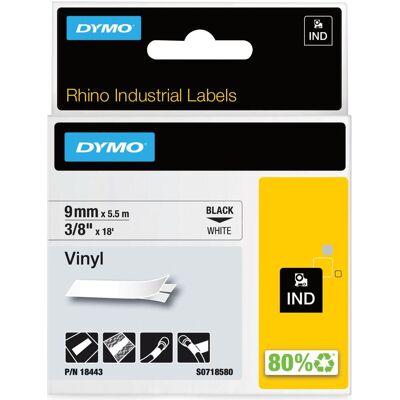 Dymo Ruban d'étiquetage, Ruban vinyle Rhino, 18443, blanc (0.90 cm, Blanc) - Publicité Dymo Ruban d'étiquetage, Ruban vinyle Rhino, 18443, blanc (0.90 cm, Blanc) - Publicité