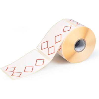 Brady, Rouleau d’étiquettes, THTCLP-S-L4A-7610-0.4-SC, Papier, Blanc, 55.00 x 85.00 mm, Mise en page L4A (4 losanges rouges - Publicité Brady, Rouleau d’étiquettes, THTCLP-S-L4A-7610-0.4-SC, Papier, Blanc, 55.00 x 85.00 mm, Mise en page L4A (4 losanges rouges - Publicité
