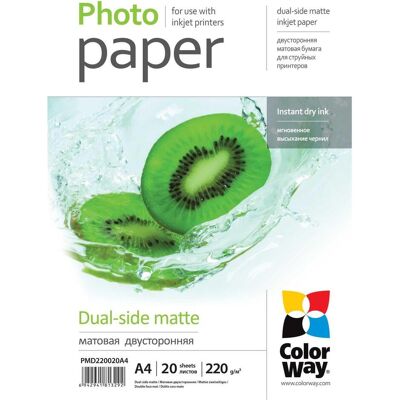 Colorway Papier photo mat double face, 20 feuilles, A4, 220 g/m (220 g/m², A4, 20 pcs), Papier photo, Blanc - Publicité Colorway Papier photo mat double face, 20 feuilles, A4, 220 g/m (220 g/m², A4, 20 pcs), Papier photo, Blanc - Publicité