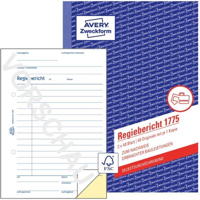 Avery Bulletin de versement, Rapport de régie (40x) - Publicité Avery Bulletin de versement, Rapport de régie (40x) - Publicité