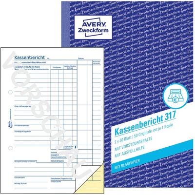 Avery Bulletin de versement, Rapport de trésorerie (100x) - Publicité Avery Bulletin de versement, Rapport de trésorerie (100x) - Publicité