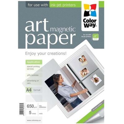Colorway Photo Paper ART Matte "magnetic" 650g/m, 5pcs, A4 (A4, 5 pcs), Papier photo, Blanc - Publicité Colorway Photo Paper ART Matte "magnetic" 650g/m, 5pcs, A4 (A4, 5 pcs), Papier photo, Blanc - Publicité