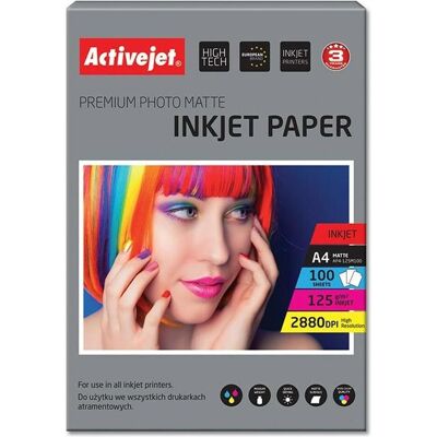 Activejet AP4-125M100 Papier photo mat (125 g/m², A4, 100 pcs), Papier photo, Blanc - Publicité Activejet AP4-125M100 Papier photo mat (125 g/m², A4, 100 pcs), Papier photo, Blanc - Publicité