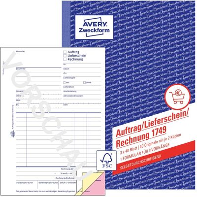 Avery Bulletin de versement, Commande/bon de livraison/facture (40x) - Publicité Avery Bulletin de versement, Commande/bon de livraison/facture (40x) - Publicité